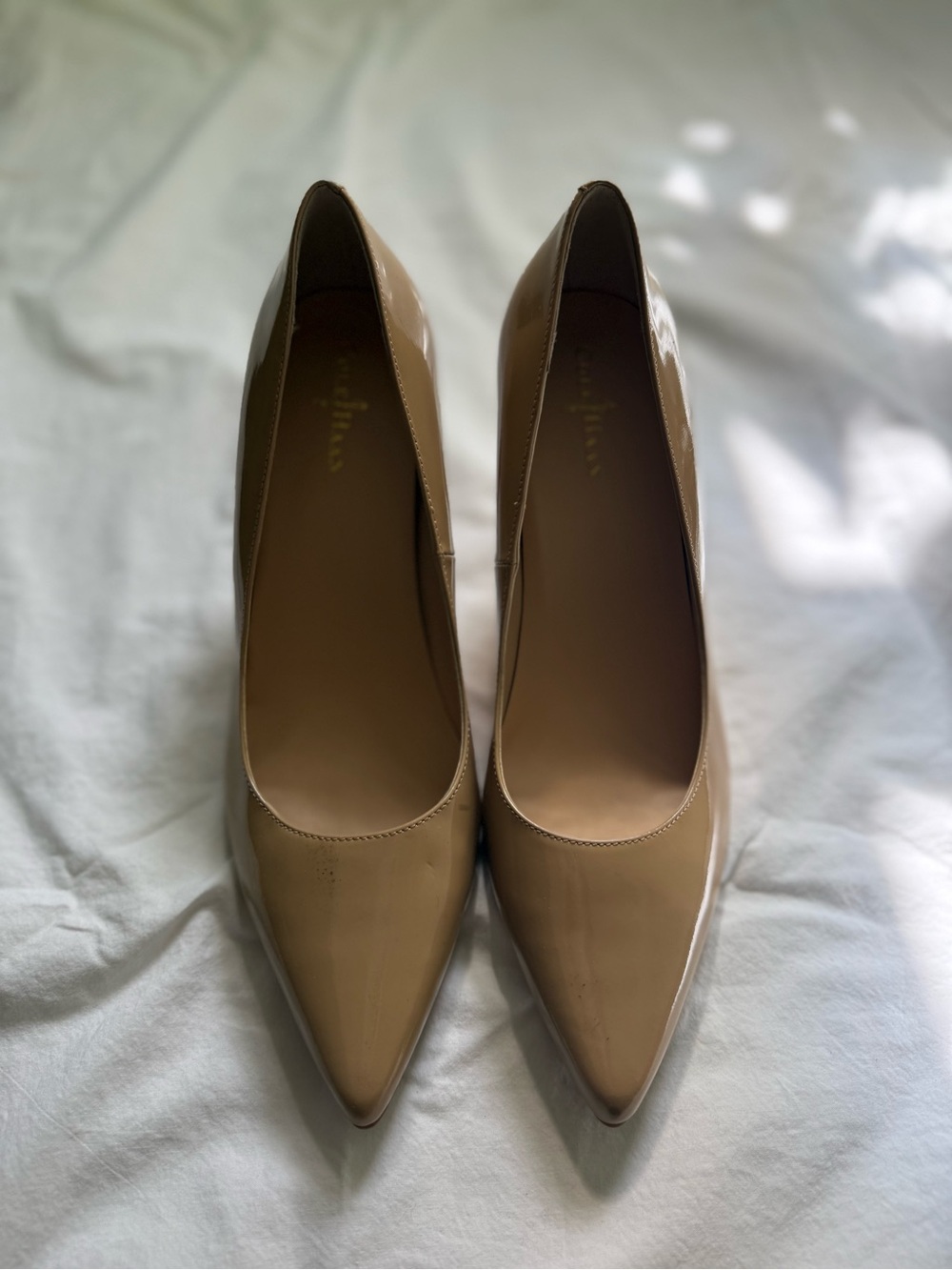 Cole Haan Nike Air Women's Patent Pointed-Toe Pumps - Beige